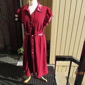 #780  NEW WOMAN'S RED CHIFFON RIBBON DRESS BY ROBBIE BEE  (SIZE 16)